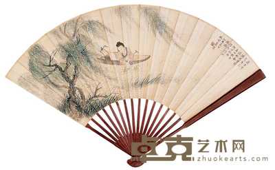 林雪岩 陈夔龙 湖心侍郎情 书法 成扇 50×18cm